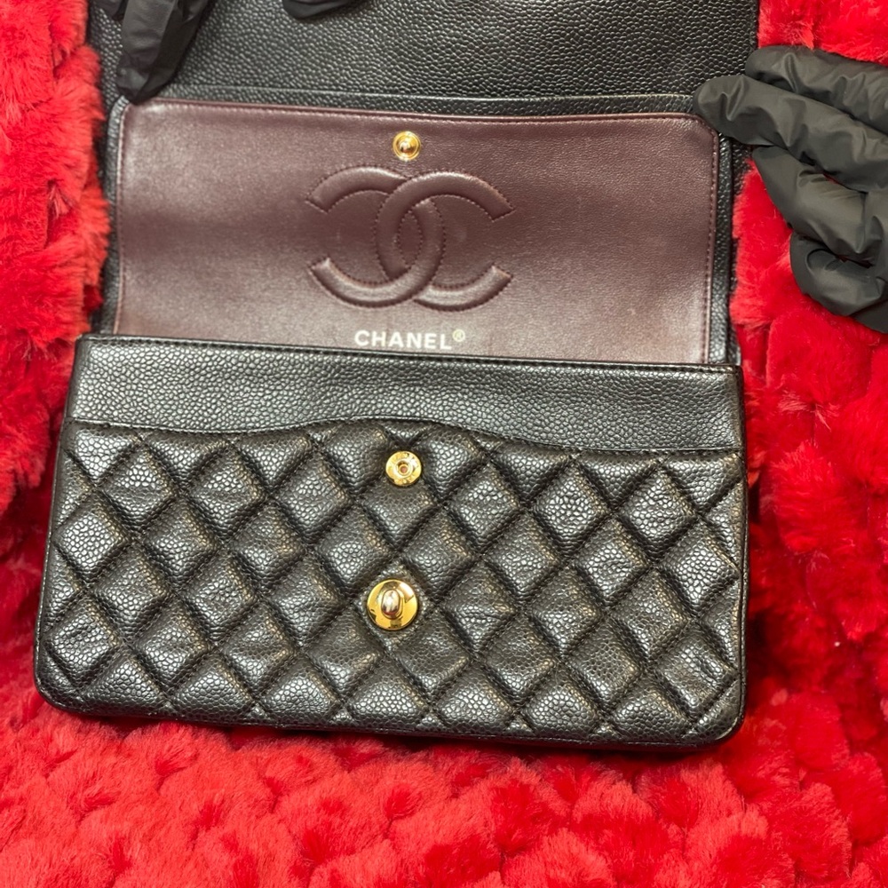Chanel Black Quilted Caviar Medium Classic Double Flap Bag Gold Hardware, 2017 - Picture 8 of 14